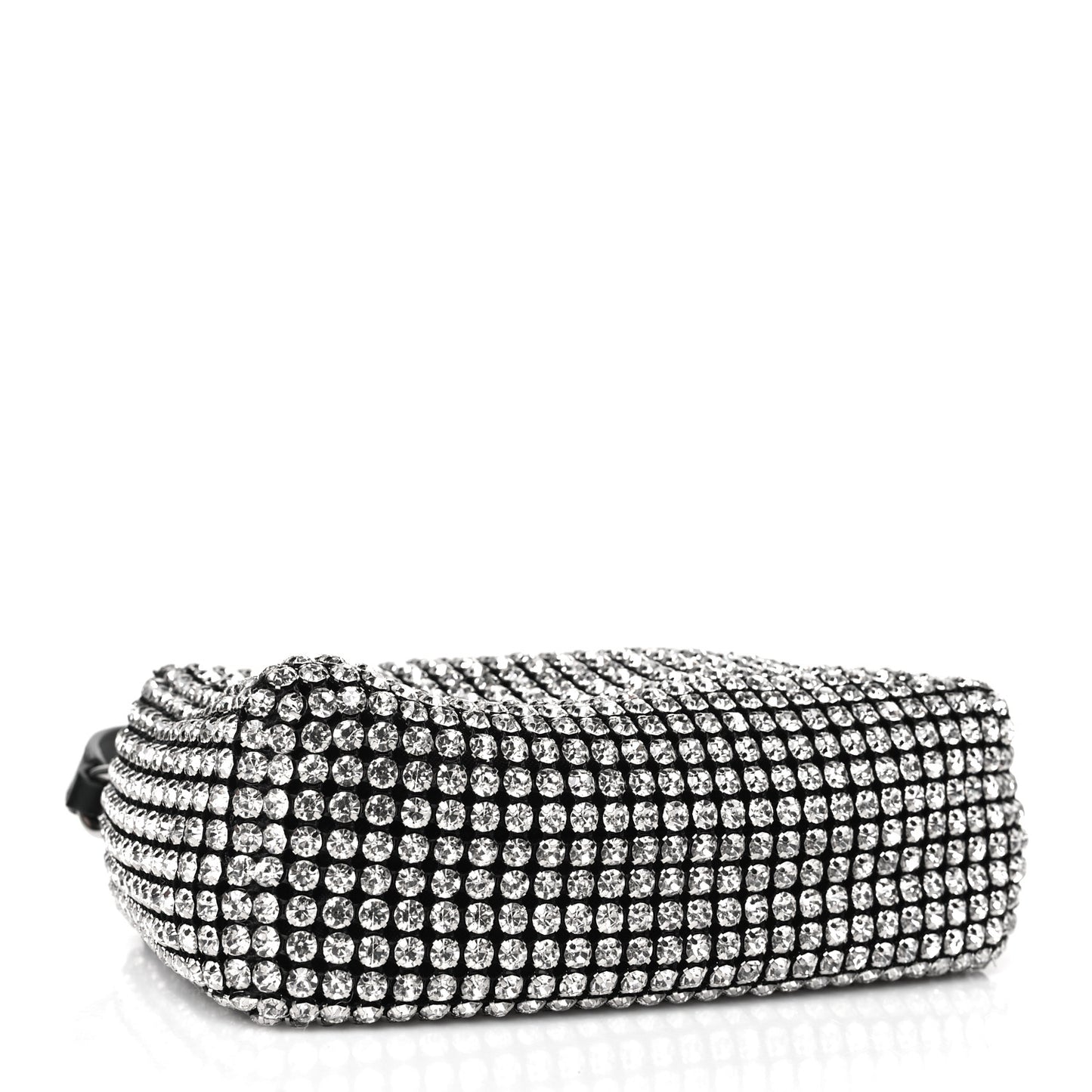 Mesh Crystal Rhinestone Mini Heiress Pouch Black Silver