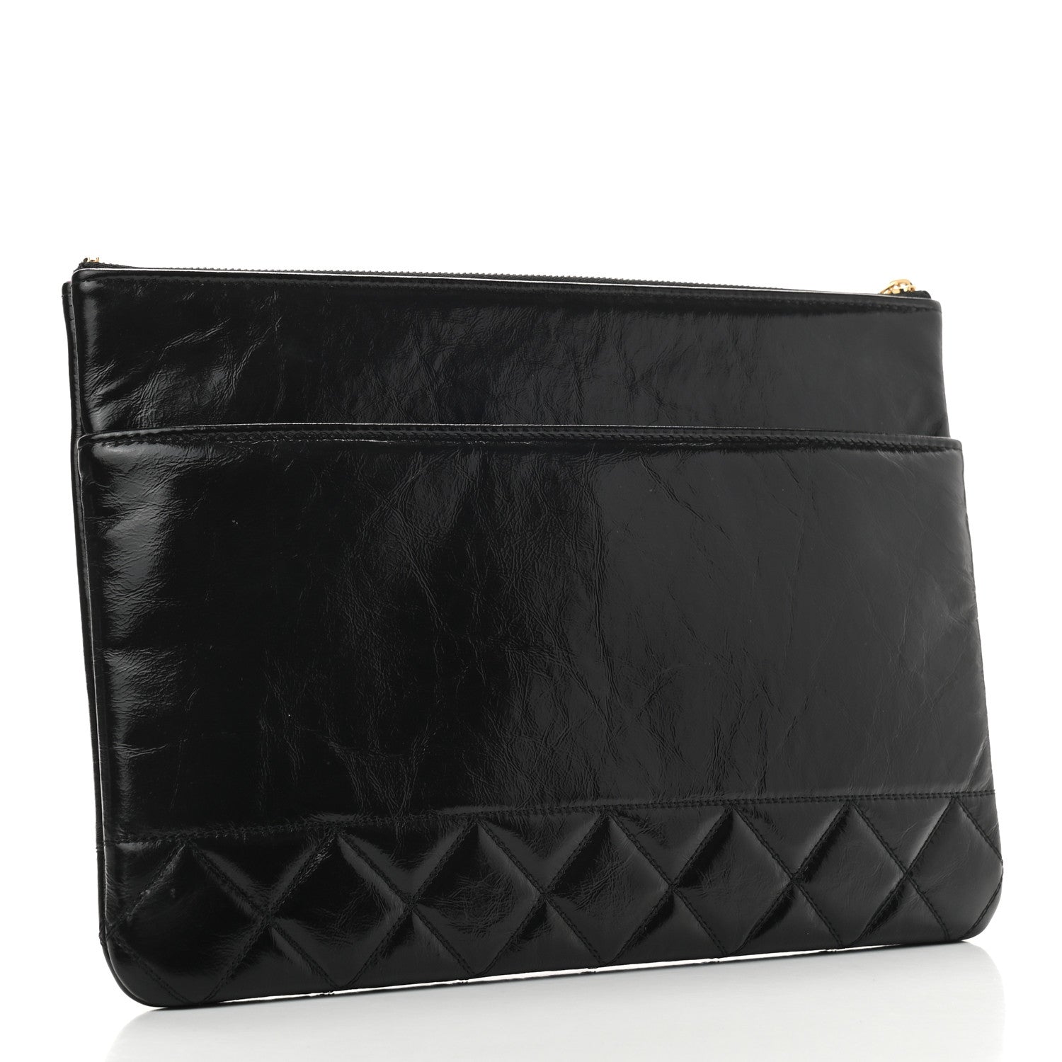 Chanel Shiny Aged Calfskin Quilted Cosmetic Case Black 3 of 7