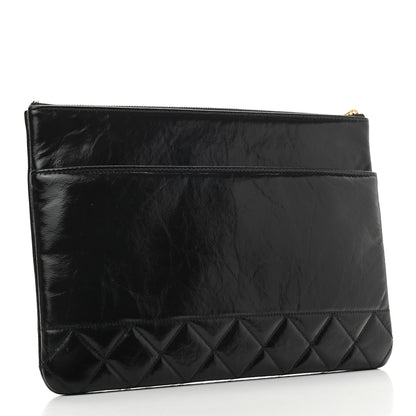 Chanel Shiny Aged Calfskin Quilted Cosmetic Case Black 3 of 7