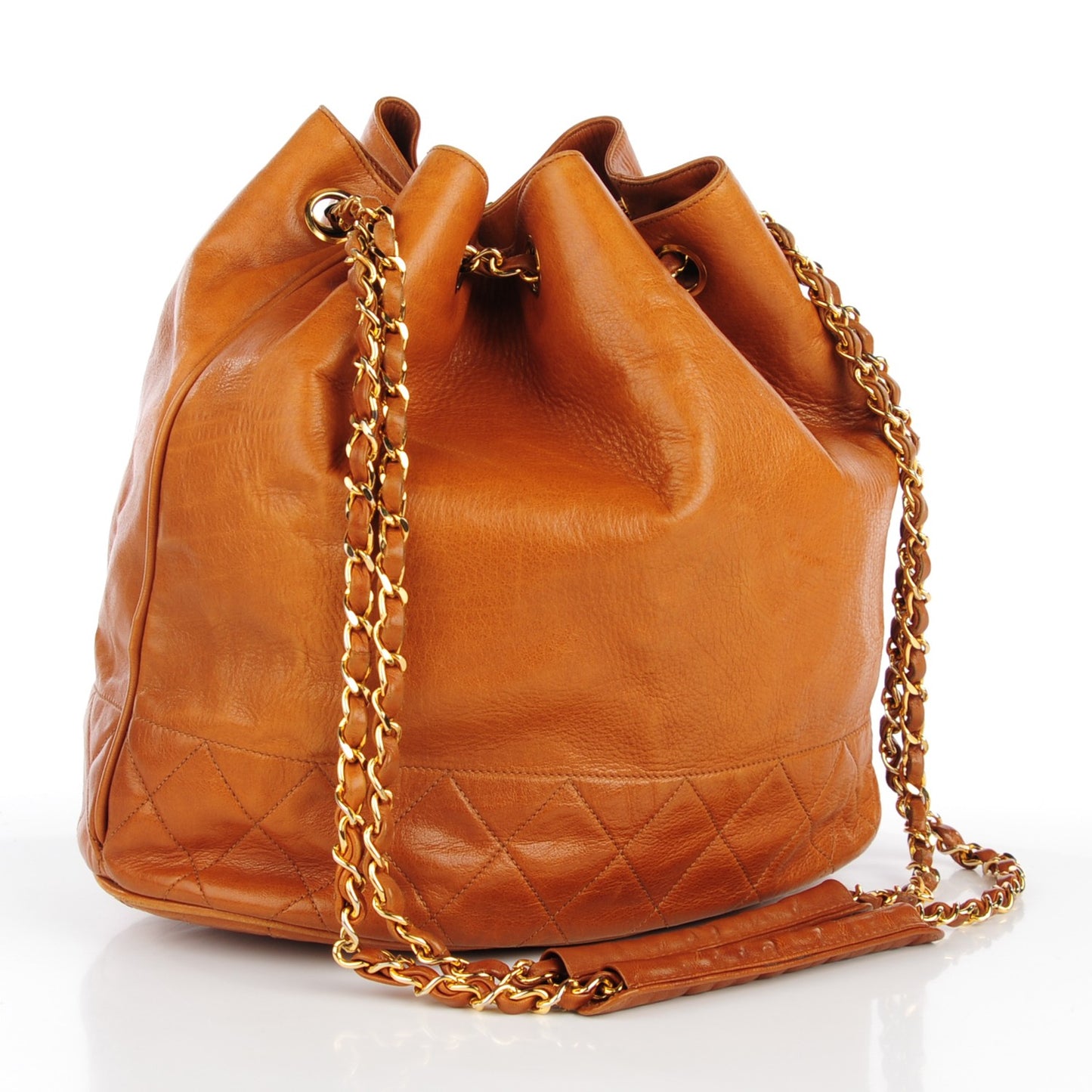 Lambskin Drawstring Shoulder Bag Tan