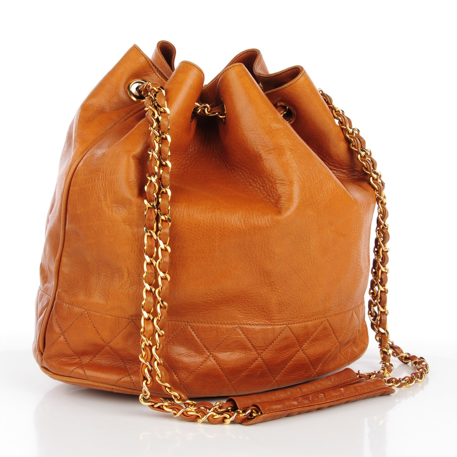 Chanel Lambskin Drawstring Shoulder Bag Tan 4 of 10
