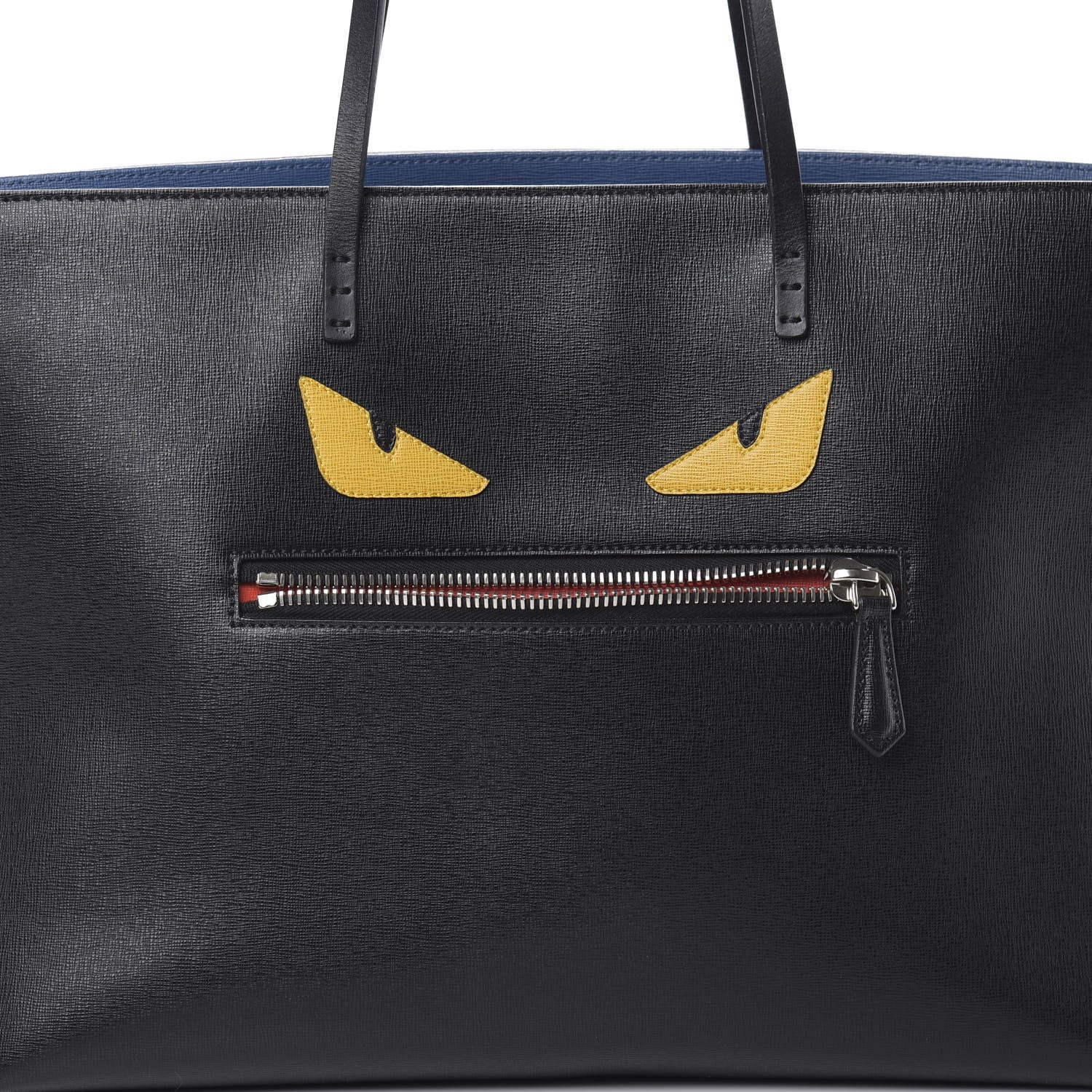 Fendi Vitello Elite Cuoio Monster Buggies Medium Roll Tote Black Multicolor Blue Cobalto 8 of 14