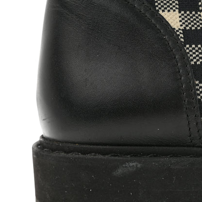 Fendi Vitello Stretch Fabric FF Vichy Rockoko Biker Boots 39 Black Crema Tobacco 10 of 11