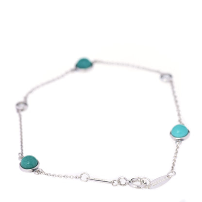 Tiffany Sterling Silver Diamond Turquoise Elsa Peretti Color By The Yard Bracelet 3 of 8