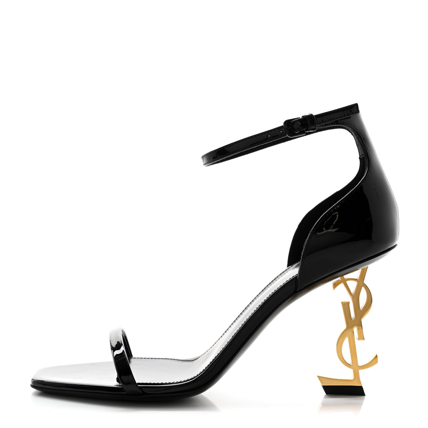 Patent Calfskin Opyum 110 Sandals 37 Black Gold
