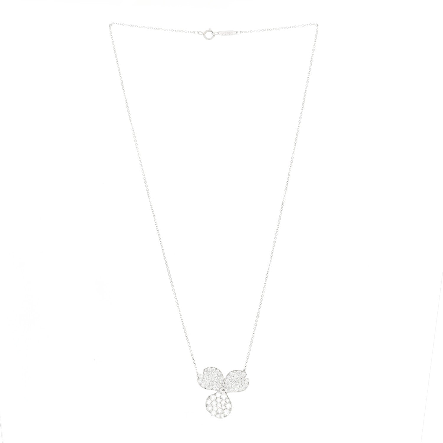 Tiffany Platinum Diamond Large Paper Flowers Pave Pendant Necklace 3 of 7