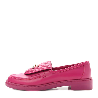 Chanel Lambskin Quilted CC Turnlock Loafers 41 Fuchsia 1 of 9