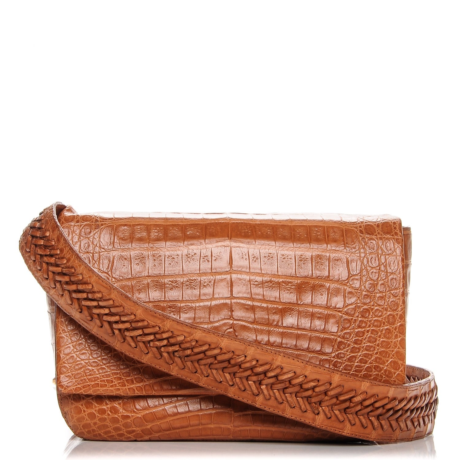 Nancy Gonzalez Crocodile Flap Shoulder Bag Light Brown 1 of 8