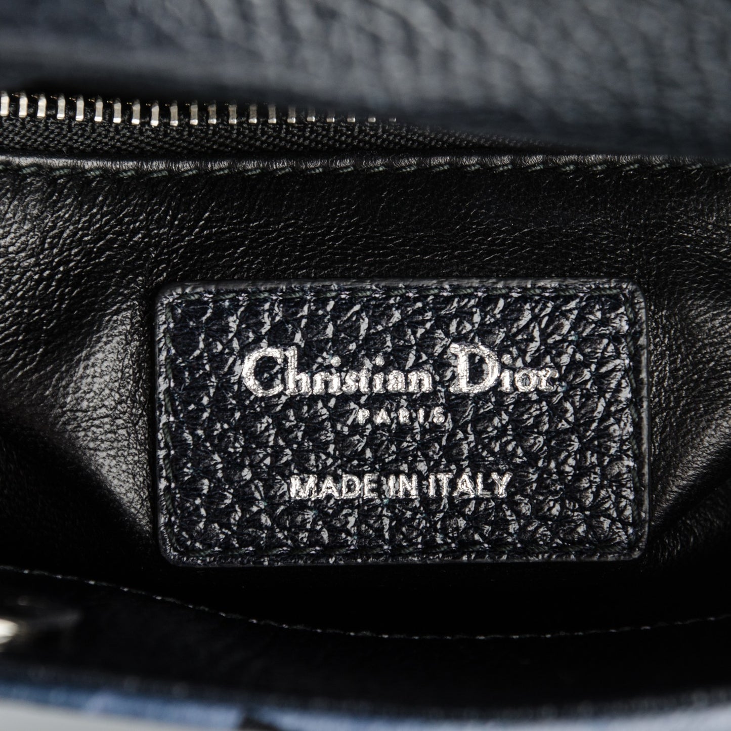 Deerskin Floral Printed Mini Lady Dior Black Blue