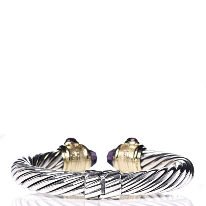 David Yurman Sterling Silver 14K Yellow Gold Amethyst Iolite Garnet 10mm Cable Renaissance Bracelet 3 of 5