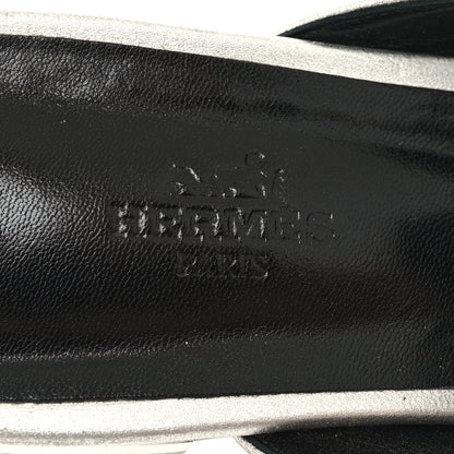 Hermes Metallic Nappa Trocadero Mule 38.5 Gris Argente 8 of 11