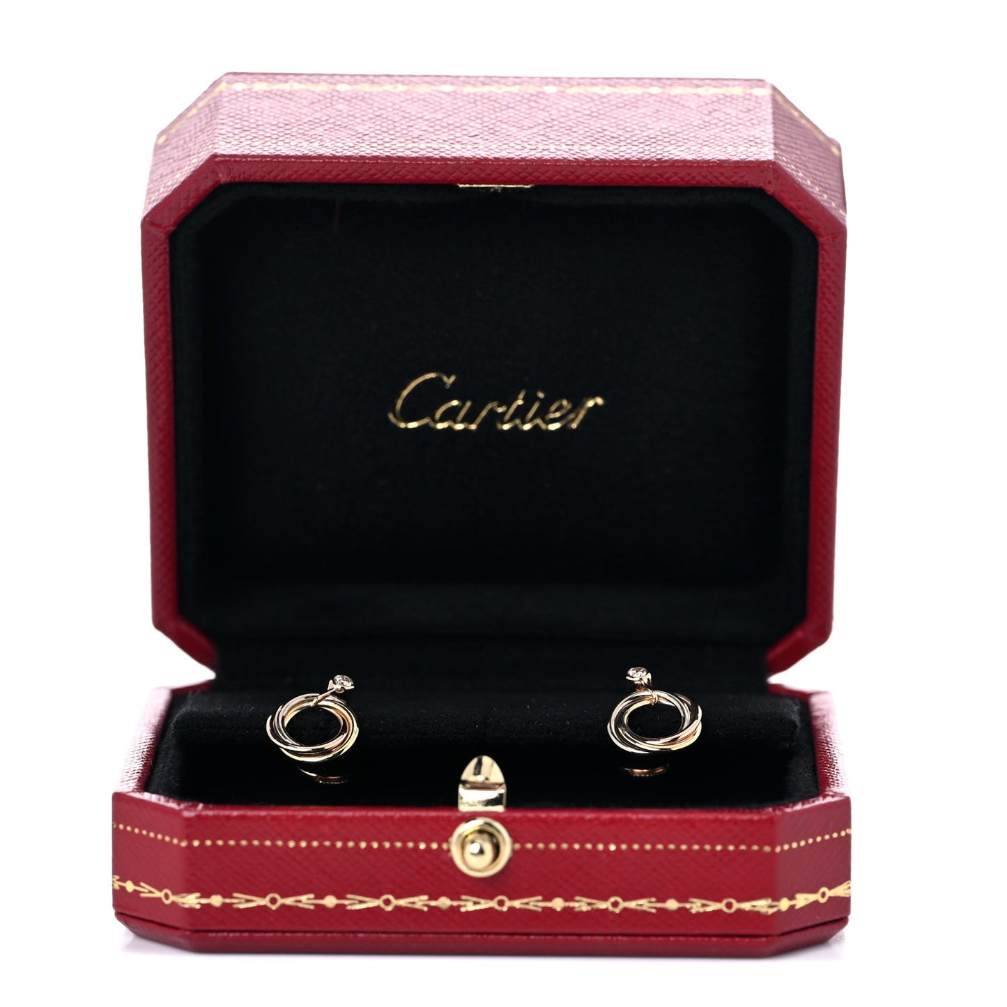 18K Pink Yellow White Gold Diamond Trinity Drop Earrings