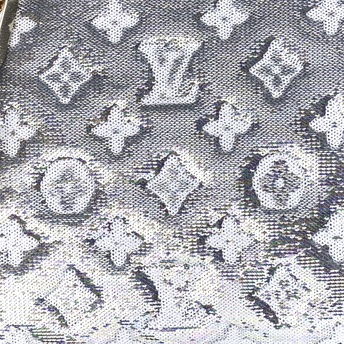 Satin Sequin Embroidered Monogram Coussin BB Silver