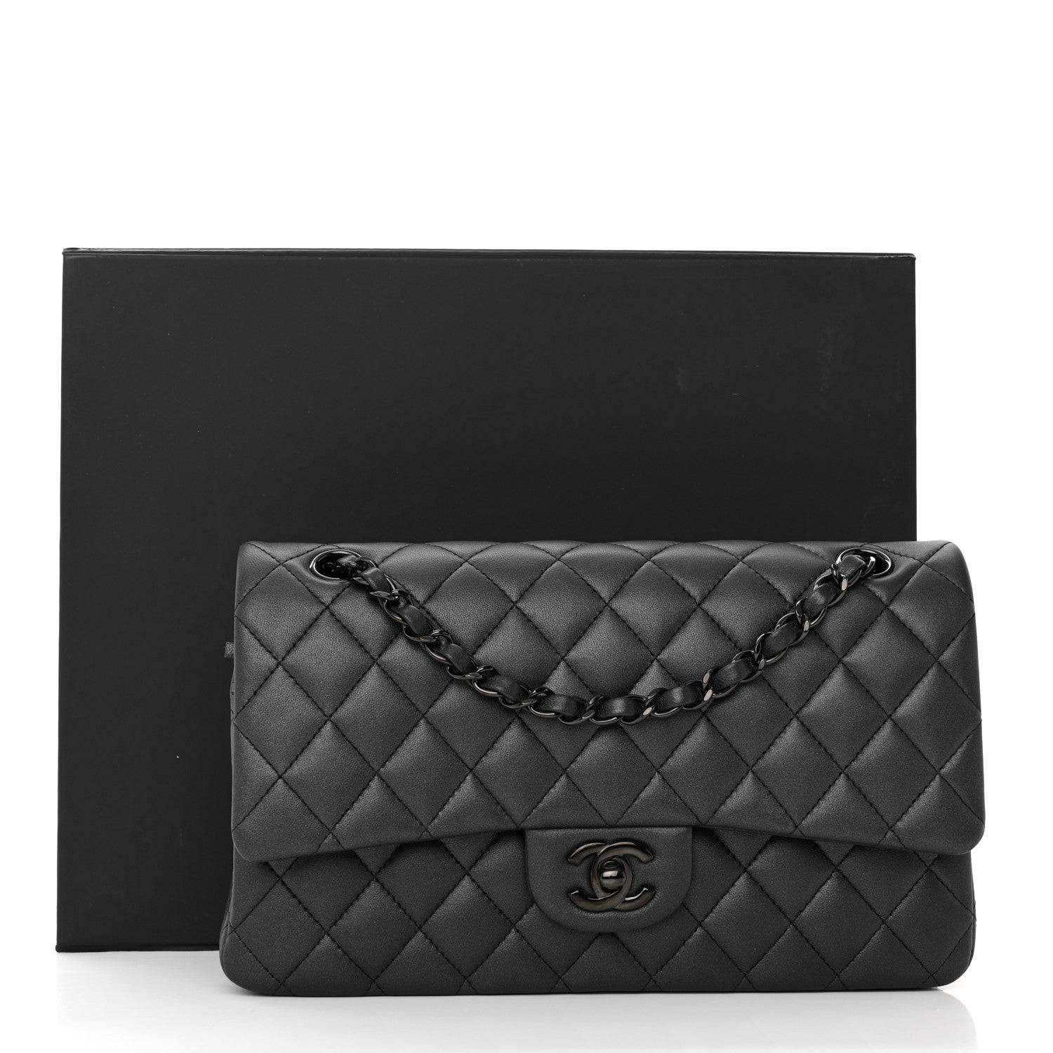 Chanel Lambskin Quilted Medium Double Flap So Black 12 of 12