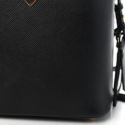 Prada Saffiano Cuir Small Panier Bucket Bag Black Fuoco 16 of 18