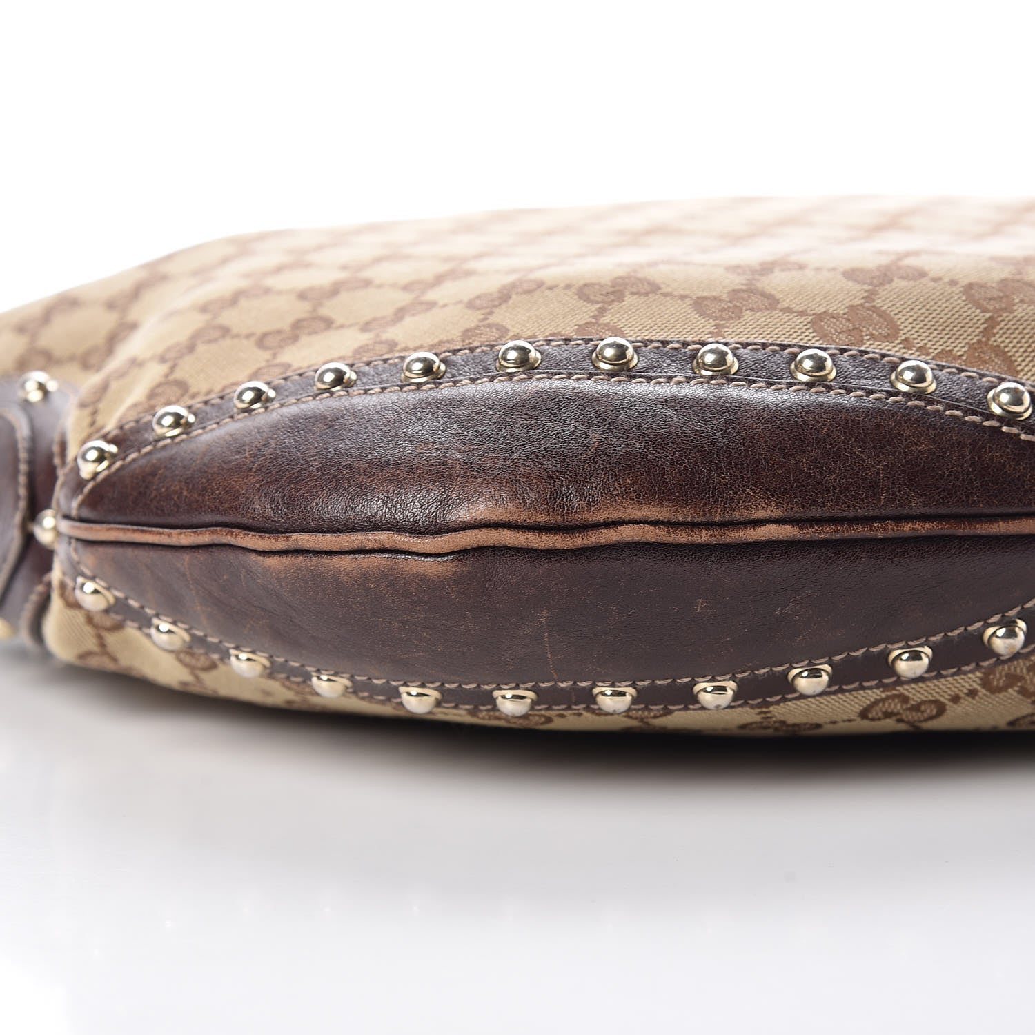 Gucci Monogram Pelham Studded Shoulder Bag Brown 8 of 19