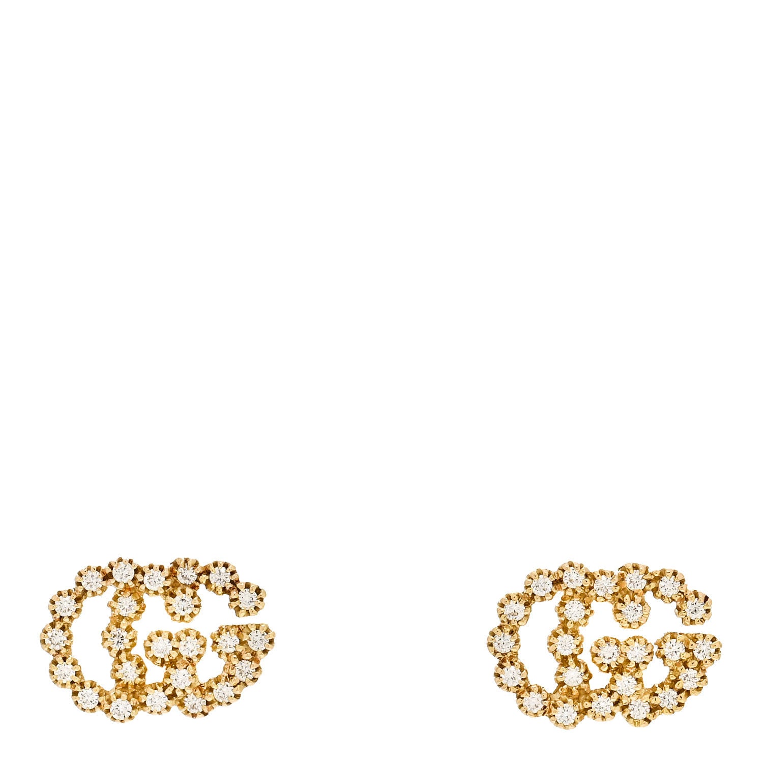 Gucci 18K Yellow Gold Diamond Running G Earrings 1 of 4