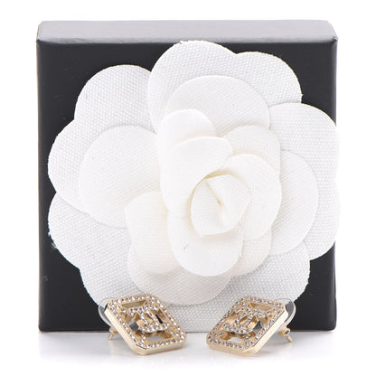 Chanel Crystal Square CC Earrings Gold Pink 7 of 7