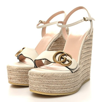Gucci Lifford Calfskin Aitana Espadrille Platform 45/130mm Wedge Sandals 36.5 Mystic White 3 of 7
