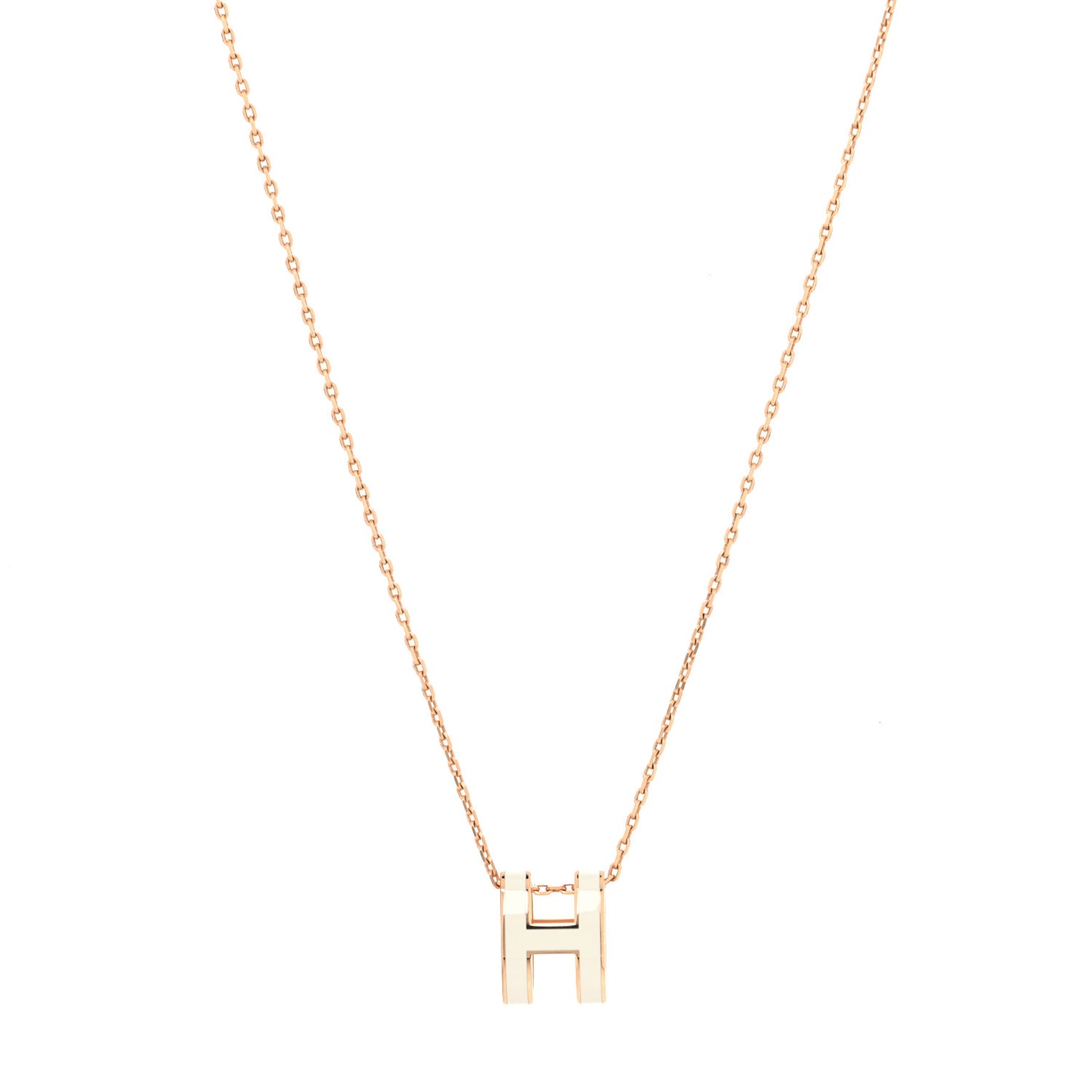 Lacquered Rose Gold Pop H Pendant Necklace White