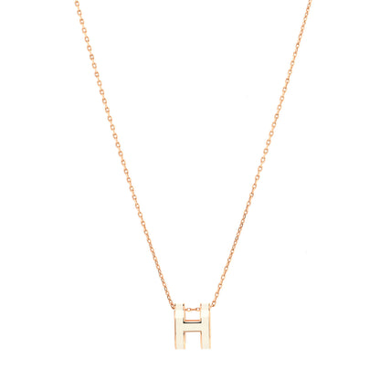 Hermes Lacquered Rose Gold Pop H Pendant Necklace White 1 of 5