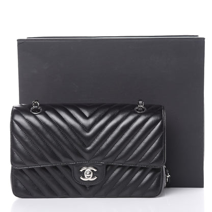 Chanel Caviar Chevron Quilted Medium Double Flap Black 16 of 18