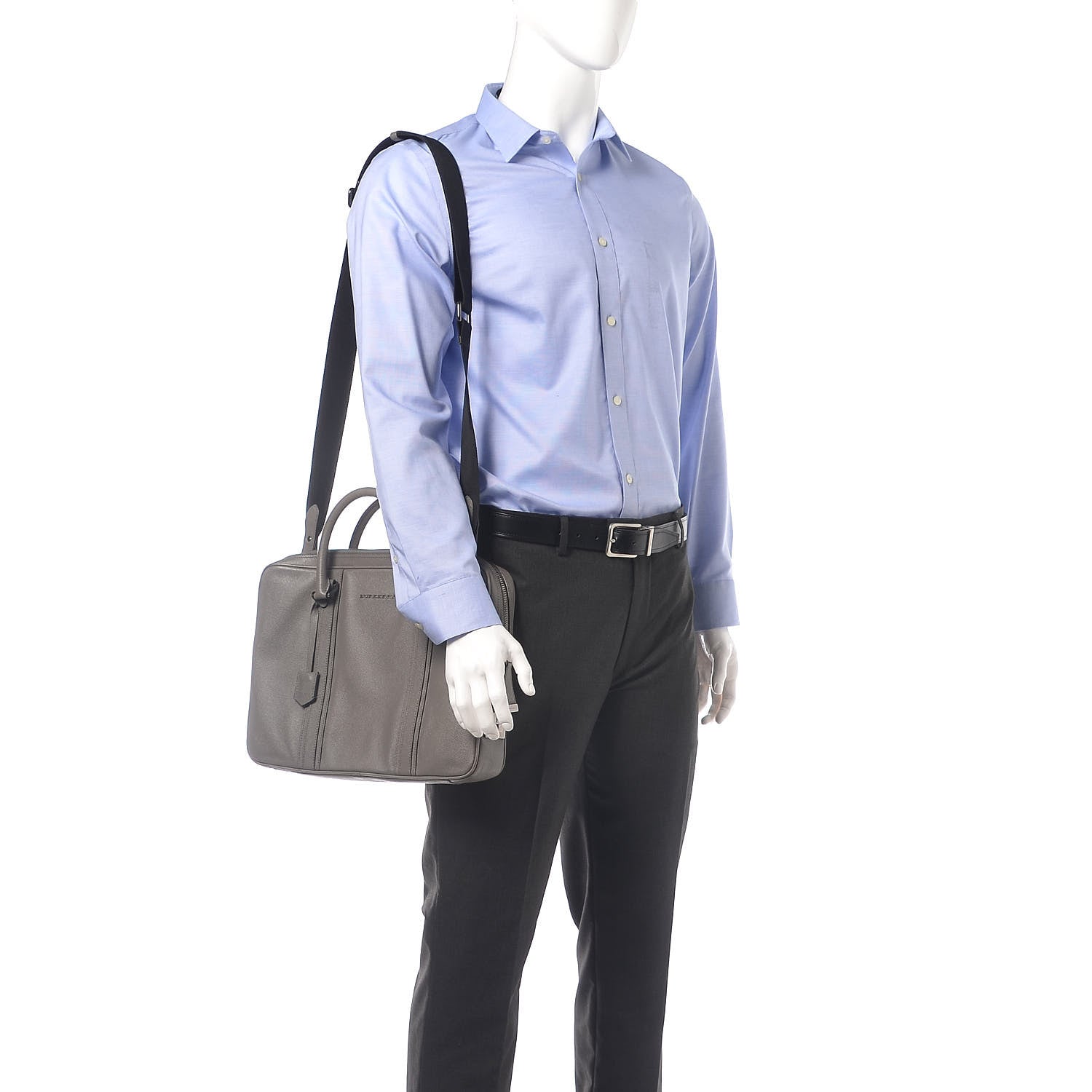 Burberry Textured Calfskin Briefcase Grey 2 of 17