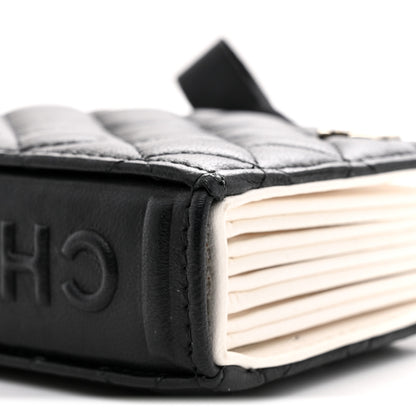 Chanel Lambskin Quilted Book Card Holder on Chain Black 9 of 12