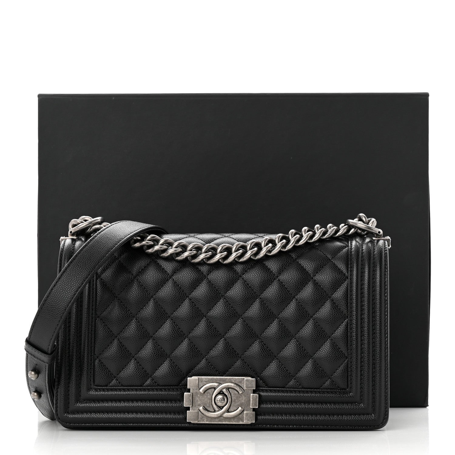 Chanel Caviar Quilted Medium Boy Flap Black 11 of 11