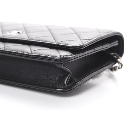 Chanel Lambskin Quilted Wallet On Chain WOC Black 10 of 17