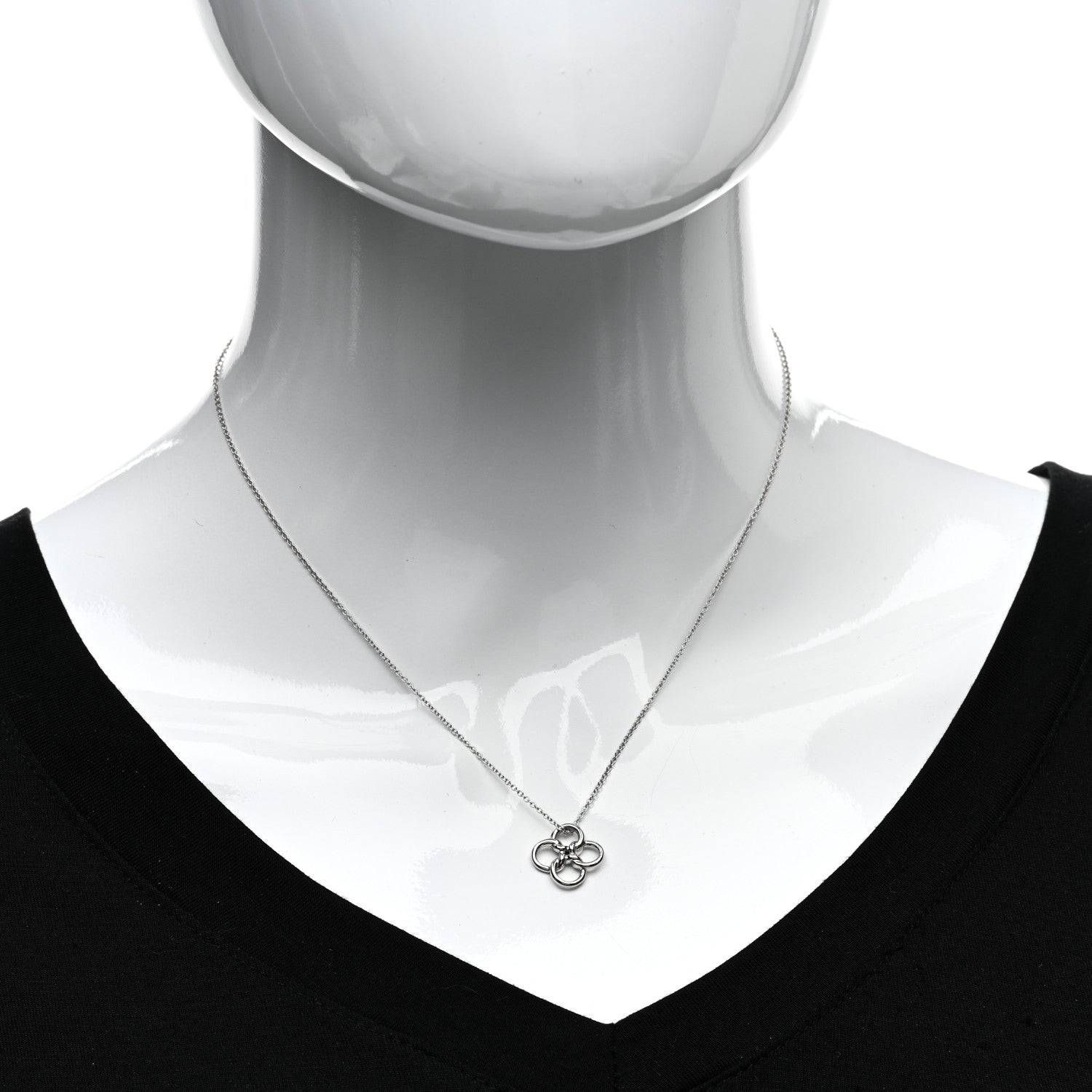 Tiffany Platinum Elsa Peretti Quadrifoglio Pendant Necklace 2 of 4
