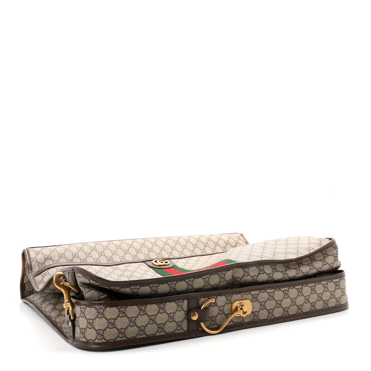 GG Supreme Monogram Textured Dollar Calfskin Web Ophidia Savoy Garment Bag Beige Ebony New Acero