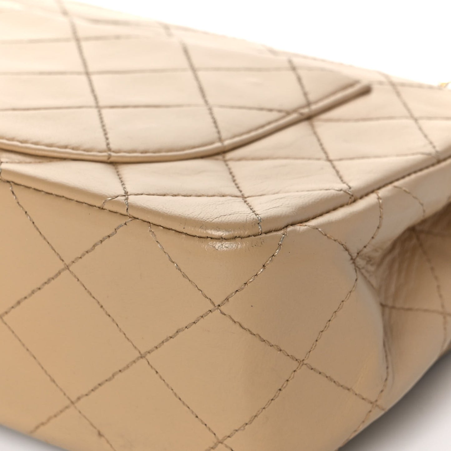 Lambskin Quilted Small Double Flap Beige