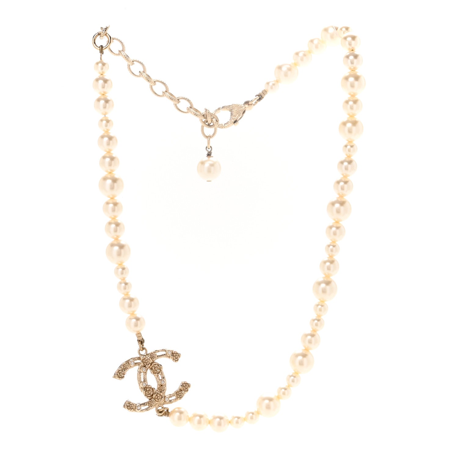 Chanel Pearl Crystal CC Choker Necklace Gold 3 of 7