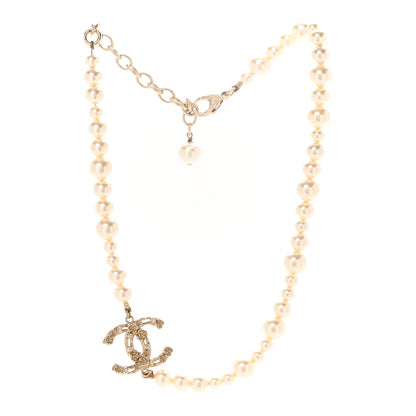 Chanel Pearl Crystal CC Choker Necklace Gold 3 of 7