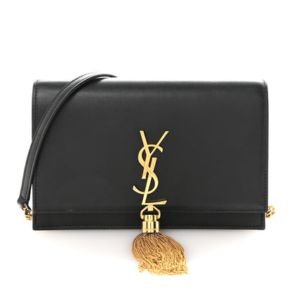 Saint Laurent Smooth Calfskin Classic Monogram Kate Tassel Chain Wallet Black 1 of 10