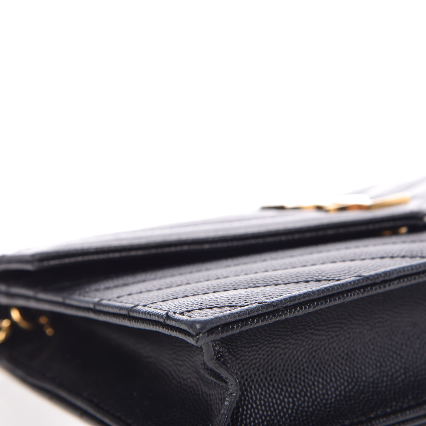 Grain De Poudre Matelasse Chevron Monogram Envelope Chain Wallet Black
