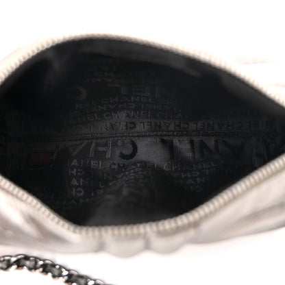Chanel Metallic Lambskin Horizontal Quilt Pochette Dark Grey 5 of 12
