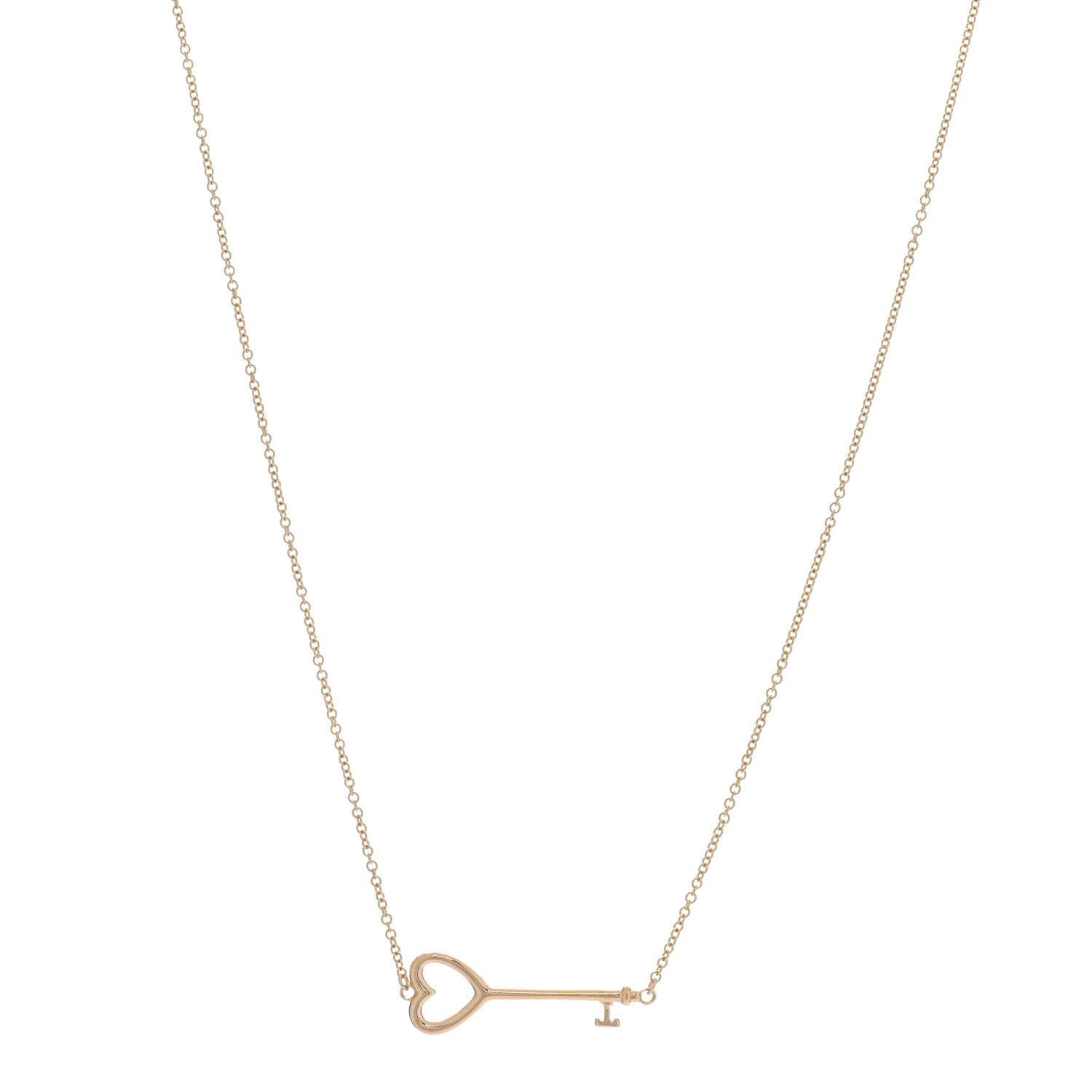 Tiffany 18K Rose Gold Heart Key Pendant Necklace 1 of 4