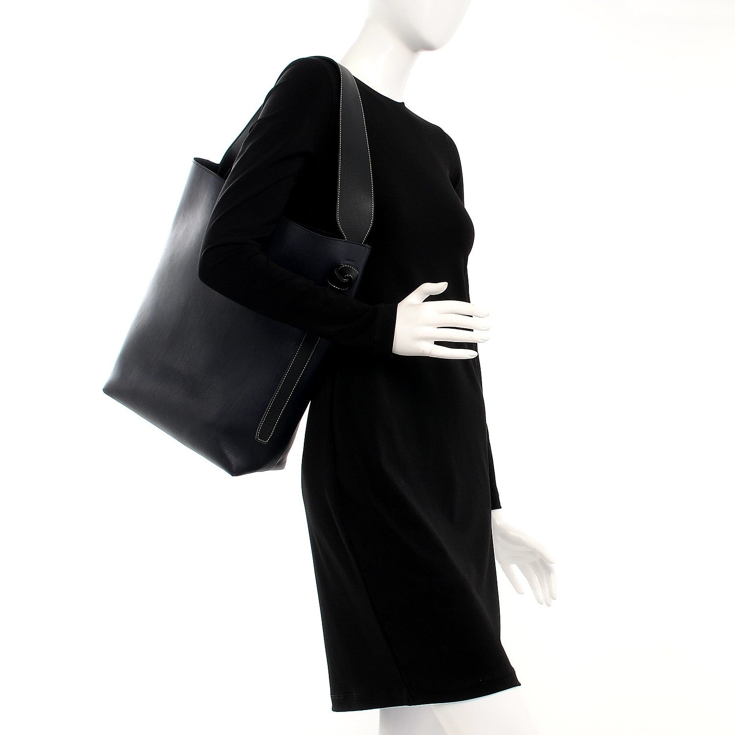 Celine Shiny Smooth Calfskin Small Twisted Cabas Navy Dark Green 2 of 11