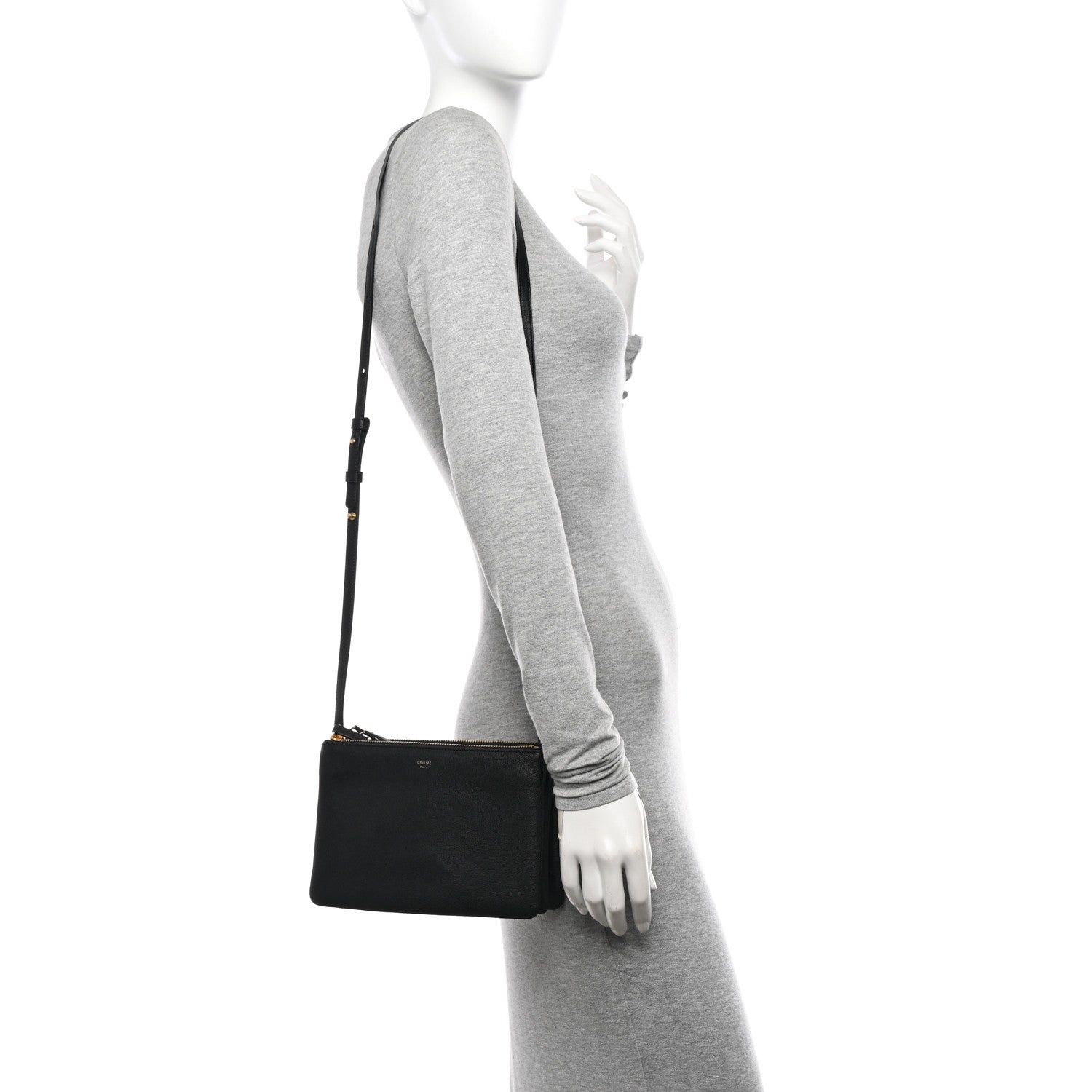 Celine Lambskin Small Trio Crossbody Bag Black 2 of 9