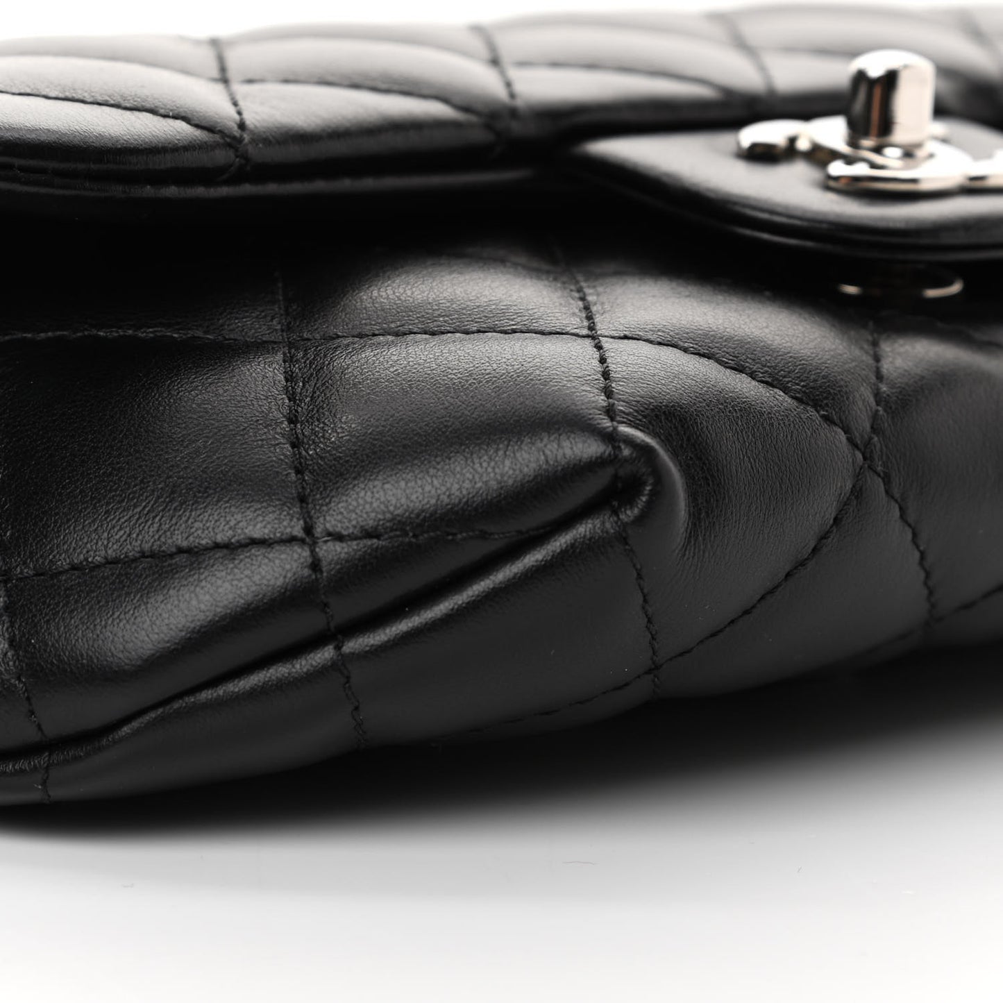 Calfskin Quilted CC Uniform Flap Belt Bag Black
