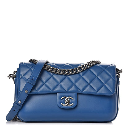 Chanel Calfskin Quilted Large Rock My Shoulder Flap Blue 1 of 10