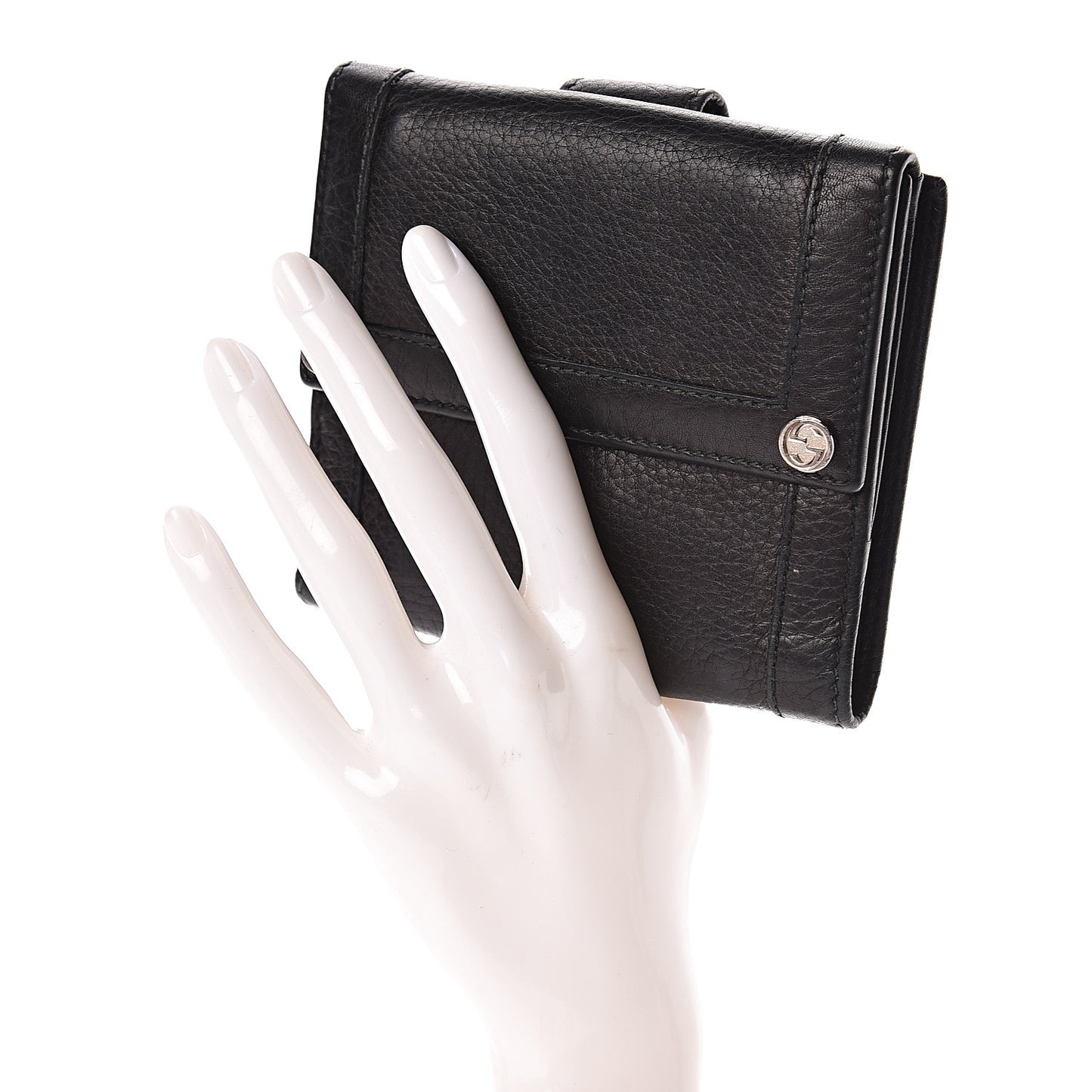 Calfskin Compact Interlocking G Wallet Black