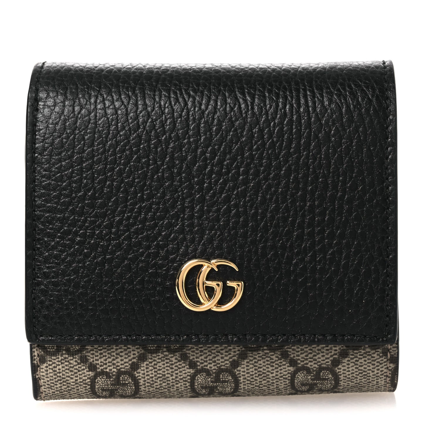 Dollar Calfskin GG Supreme Monogram Medium GG Marmont Wallet Black Beige Ebony