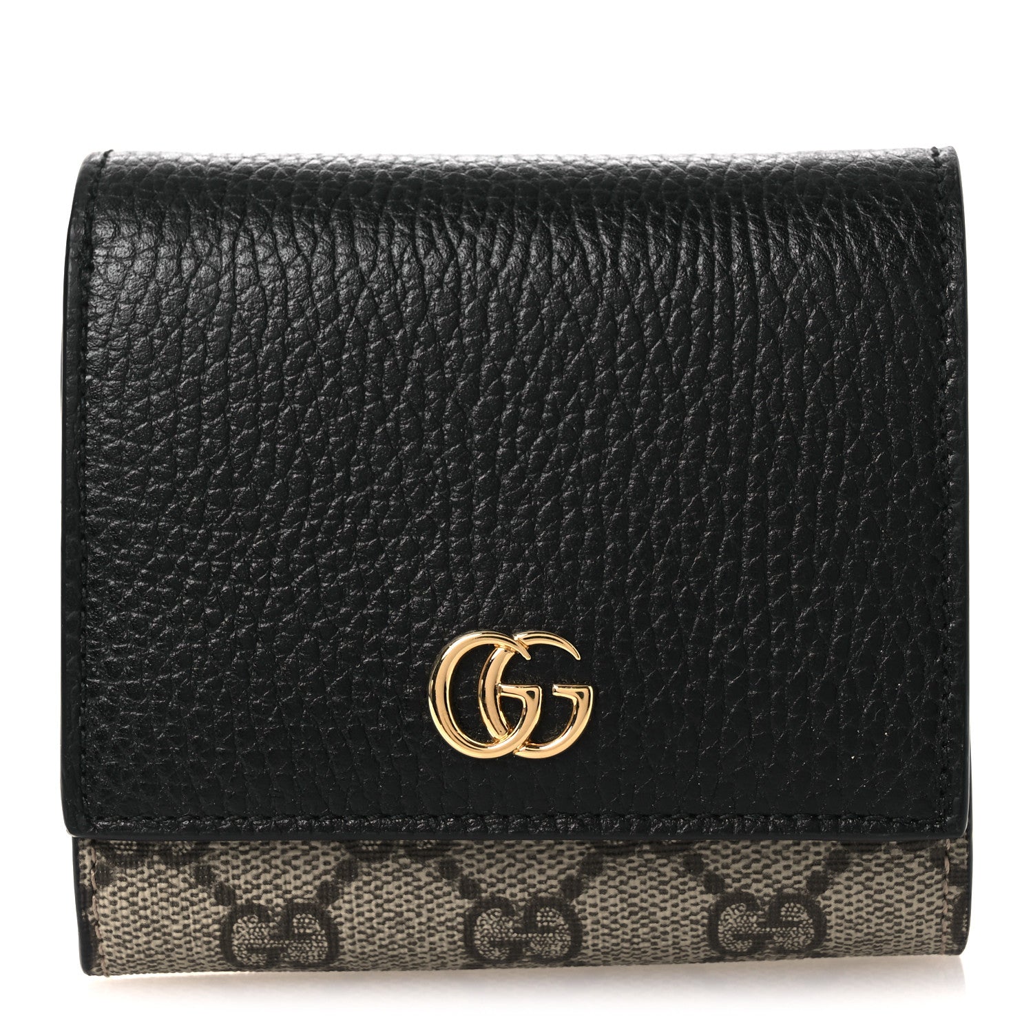 Gucci Dollar Calfskin GG Supreme Monogram Medium GG Marmont Wallet Black Beige Ebony 1 of 6