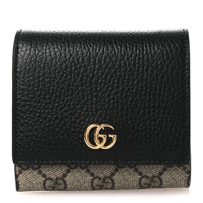 Gucci Dollar Calfskin GG Supreme Monogram Medium GG Marmont Wallet Black Beige Ebony 1 of 6