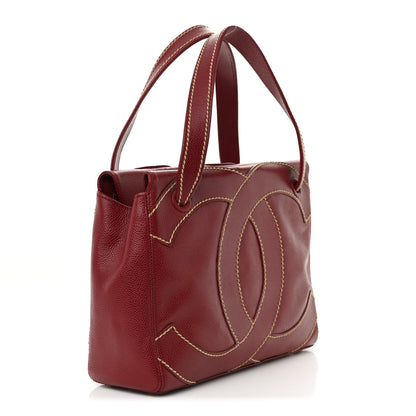 Chanel Caviar CC Stitched Tote Red 3 of 10