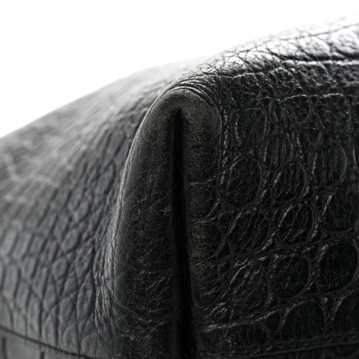 Calfskin Crocodile Embossed Shopping Tote Black