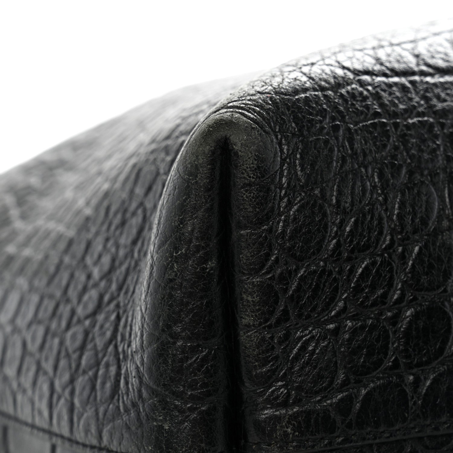 Saint Laurent Calfskin Crocodile Embossed Shopping Tote Black 15 of 16